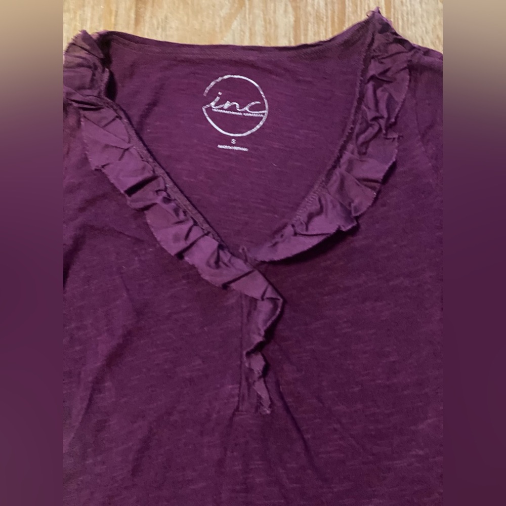 International Concepts Ruffled V-Neck Long-Sleeve Shirt - Picture 4 of 5